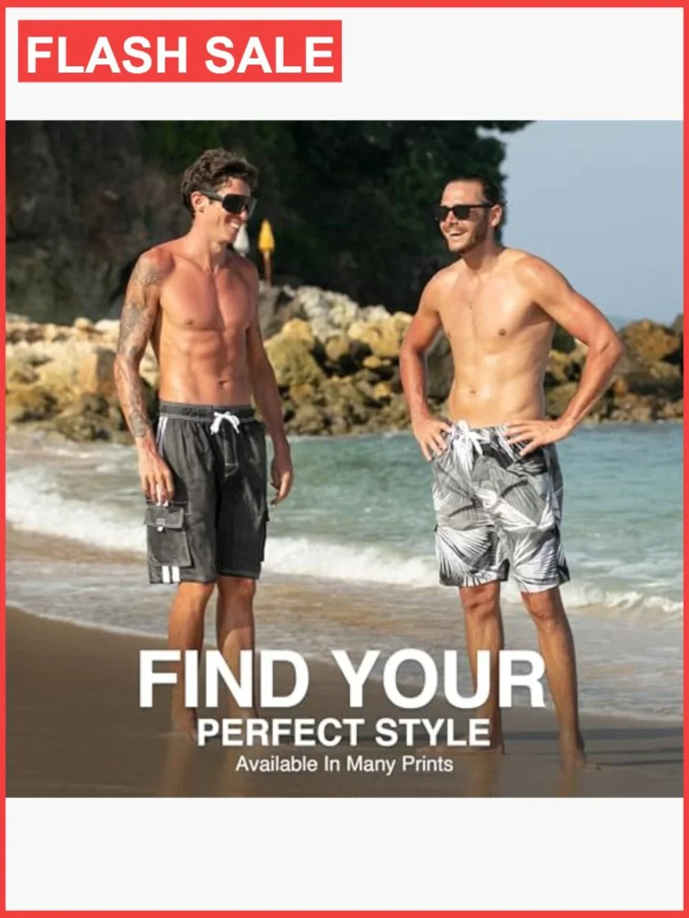 Mens Barracuda Swim Trunks Quick Dry UPF 50+ Mesh Lining Drawstring